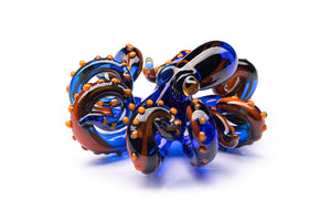 The Blue-Оrange Octopus pendant blown glass octopus necklace