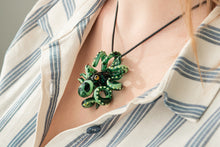 Load image into Gallery viewer, The Green Octopus pendant blown glass octopus necklace
