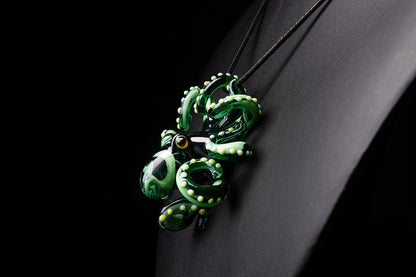 The Green Octopus pendant blown glass octopus necklace