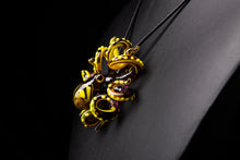 Load image into Gallery viewer, The Purple Yellow Octopus pendant blown glass octopus

