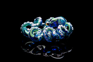 The Blue and Green Octopus pendant blown glass octopus necklace
