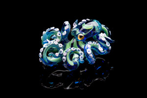 The Blue and Green Octopus pendant blown glass octopus necklace