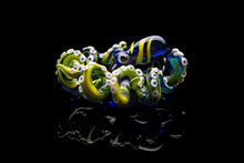 Load image into Gallery viewer, The Blue and yellow Octopus pendant blown glass octopus necklace
