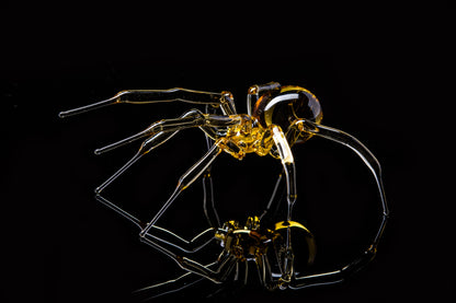 Transparent Yellow Murano Glass Spider Sculpture With Elegant Legs