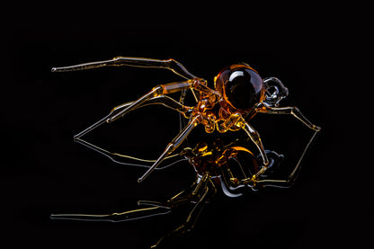 Amber Glass Spider Pendant With Transparent Legs – Unique Jewelry