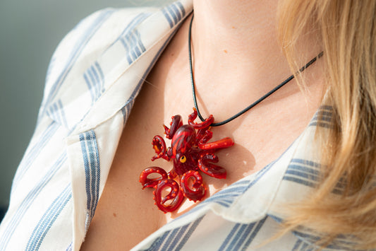Octopus pendant blown glass octopus