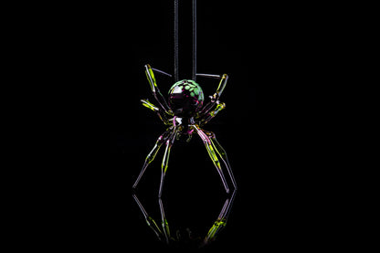 Purple Green Glass Spider Pendant – Art Glass Statement Necklace