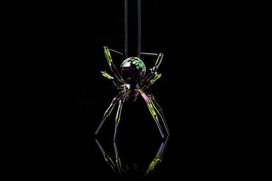Purple Green Glass Spider Pendant – Art Glass Statement Necklace