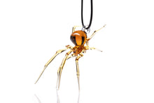 Load image into Gallery viewer, Glass Spider Pendant, Spider Necklace, Goth Necklace

