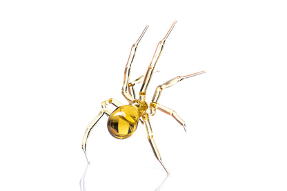 Transparent Yellow Murano Glass Spider Sculpture With Elegant Legs