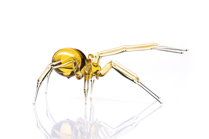 Transparent Yellow Murano Glass Spider Sculpture With Elegant Legs