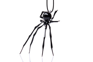 Spider Pendant, Glass Spider Necklace, Goth Necklace