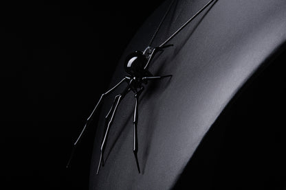 Black Glass Spider Pendant With Long Legs – Handmade Lampwork Art