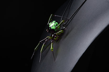 Purple Green Glass Spider Pendant – Art Glass Statement Necklace