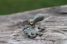 Load image into Gallery viewer, Gray Handcrafted Glass Octopus Pendant Aqua Amulet Octopus Necklace
