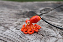 Load image into Gallery viewer, Red Kraken&#39;s Oceanic Glass Octopus Pendant Handmade Necklace Aquatic Artistry
