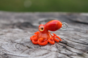 Red Kraken's Oceanic Glass Octopus Pendant Handmade Necklace Aquatic Artistry