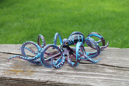 Purple-Blue Glass Octopus Figurine - Marine Art Handmade