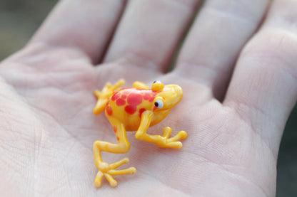 Handmade Yellow And Orange Glass Frog Figurine | Lampwork Murano Art