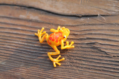 Handmade Yellow And Orange Glass Frog Figurine | Lampwork Murano Art