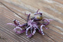 Load image into Gallery viewer, Purple Blown Glass Octopus glass figurine Octopus Glass Ocean Octopus  Kraken Glass Octopus Figurine
