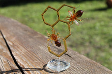 Load image into Gallery viewer, Glass Honeycomb and Bee Collectible Figurine Glass Bee Blown Glass honeybee Honeybee and Honey comb
