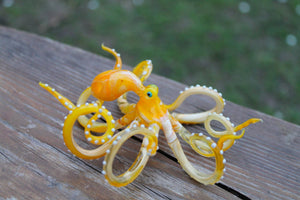 Yellow Blown Glass Octopus