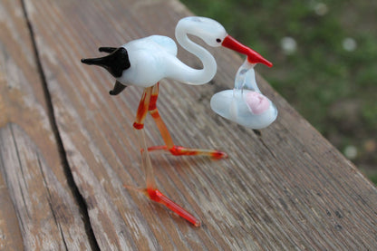 Stork with Baby Bundle Figurine Blown Glass Shower Gift The stork brings the baby Stork with Baby Bundle Sculpture Glass Stork