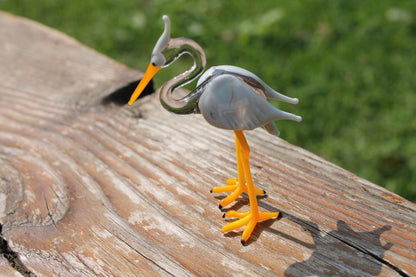 Glass Heron Bird Glass Sculpture