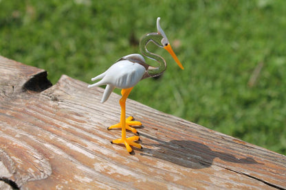 Glass Heron Bird Glass Sculpture