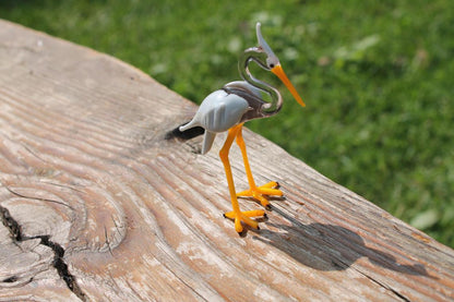 Glass Heron Bird Glass Sculpture