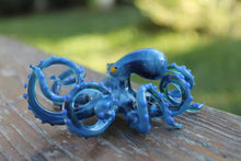 Load image into Gallery viewer, Blue Blown Glass Octopus, Ocean, Octopus Sculpture
