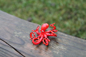 Red Blown Glass Octopus Sculpture
