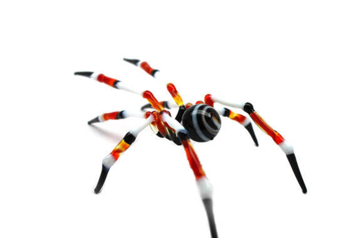 Red White And Black Glass Spider Figurine – Murano Lampwork Art