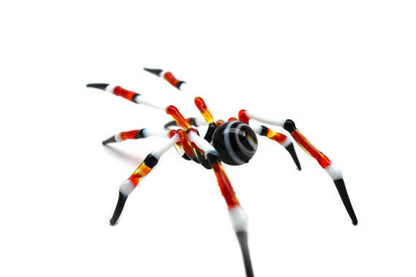 Red White And Black Glass Spider Figurine – Murano Lampwork Art
