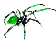 Load image into Gallery viewer, Art Glass Spider Figurine, Blown Glass Spider, Spider halloween, hand blown glasses, glass sculpture for sale, Spider Charms
