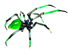 Load image into Gallery viewer, Art Glass Spider Figurine, Blown Glass Spider, Spider halloween, hand blown glasses, glass sculpture for sale, Spider Charms
