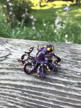 Load image into Gallery viewer, Black Purple Yellow Glass Octopus Sculpture
