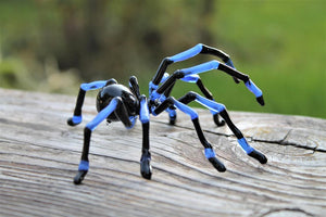 Hand Blown Glass Tarantula  Blown Glass Tarantula Spider Sculpture Tarantula Spider Halloween glass murano Blue Spider
