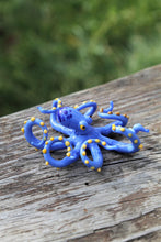 Load image into Gallery viewer, Blue Yellow Glass Octopus Sculpture
