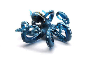 Deep Blue Blown Glass Octopus, Ocean, Octopus Sculpture