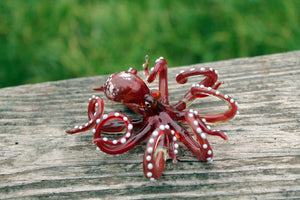 Deep Red Blown Glass Octopus