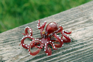 Deep Red Blown Glass Octopus