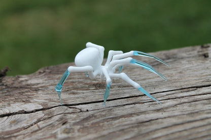 White And Blue Murano Glass Spider – Miniature Handmade Figurine