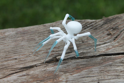 White And Blue Murano Glass Spider – Miniature Handmade Figurine