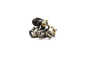 Black-Gold Blown Glass Octopus glass figurine mini