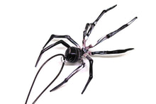 Load image into Gallery viewer, Art Glass Spider Figurine, Blown Glass Spider, Spider halloween, hand blown glasses
