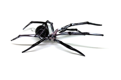 Art Glass Spider Figurine, Blown Glass Spider, Spider halloween, hand blown glasses