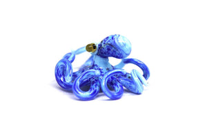 Blue Blown Glass Octopus glass figurine mini