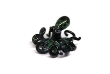 Load image into Gallery viewer, Black Deep Green  Blown Glass Octopus glass figurine mini
